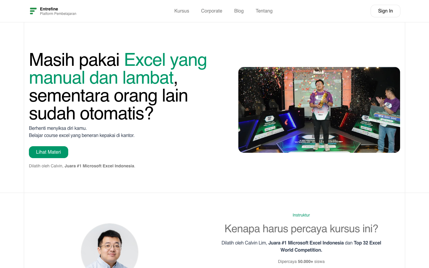 Learning Platform demo homepage screenshot